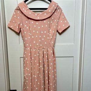 Gown town medium retro polka dot pleated dress